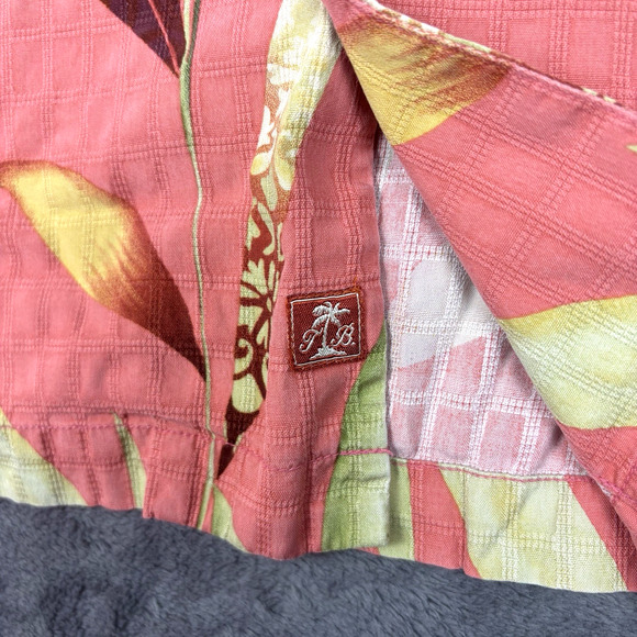 Tommy Bahama Mens XXL Floral 100% Silk Short Sleeve Hawaiian Shirt Peach Orange - Picture 4 of 7